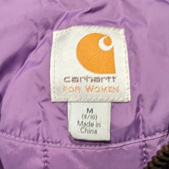 Carhartt Women's Medium Purple Nylon Puffer Vest Logo Zip Pockets - Picture 5 of 8
